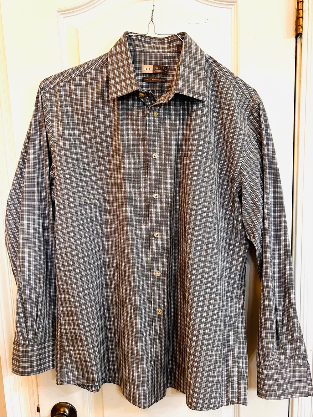 Joseph Abboud Men's Brown Plaid Dress Shirt